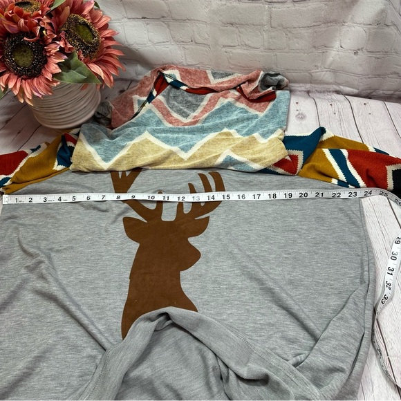 NWT Boutique chevron stripe buck deer tunic top cowl neck casual fall holiday - Picture 9 of 11